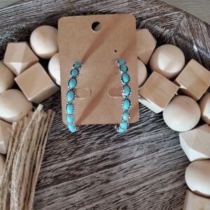 New Western Turquoise Hoop Earrings